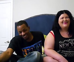 Fat white gal takes on two blacks